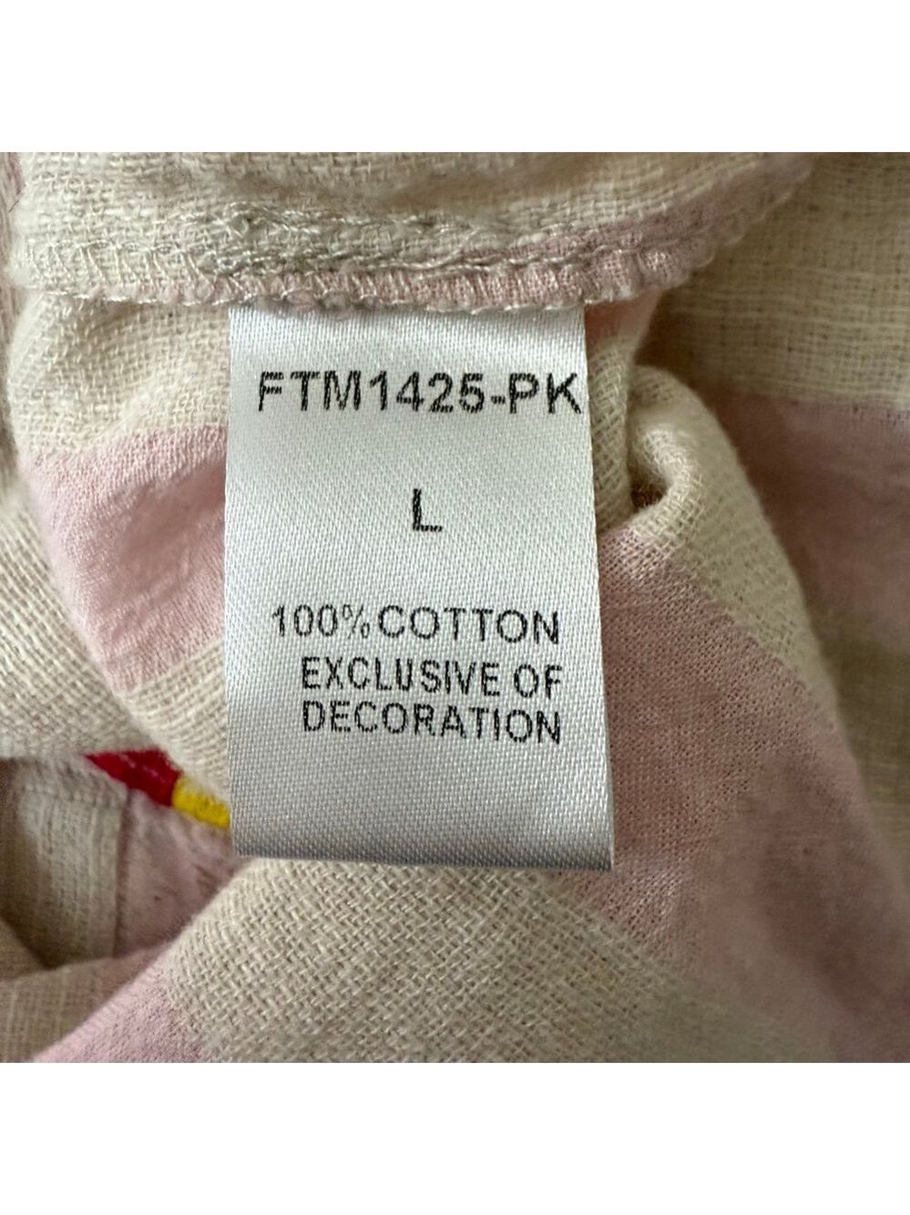 THML White Pink Stripe Multicolor Embroidered Short Sleeve Top L - Picture 8 of 9